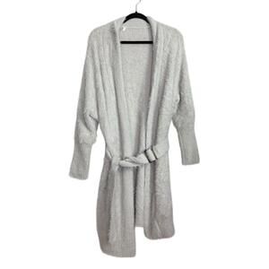 Sage Fuzzy Light Gray Belted Cardigan Large